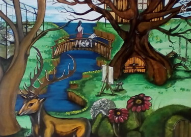 Pittura intitolato "Casa da Árvore" da Vera Gabriel, Opera d'arte originale, Acrilico