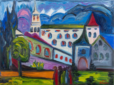 Schilderij getiteld "Pilgrims" door Vera Gvildis, Origineel Kunstwerk, Olie