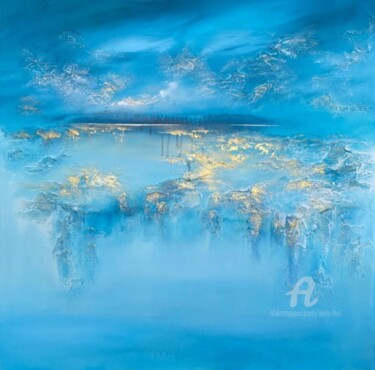 Malerei mit dem Titel ""Turquoise lake"" von Vera Hoi, Original-Kunstwerk, Acryl