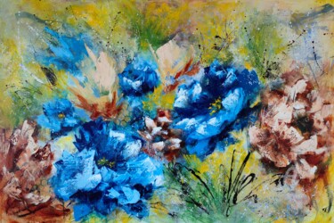Painting titled ""Dance of the Flowe…" by Vera Hoi, Original Artwork, Acrylic Mounted on Wood Stretcher frame