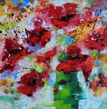 Картина под названием ""Flowers for a love…" - Vera Hoi, Подлинное произведение искусства, Акрил Установлен на Деревянная ра…