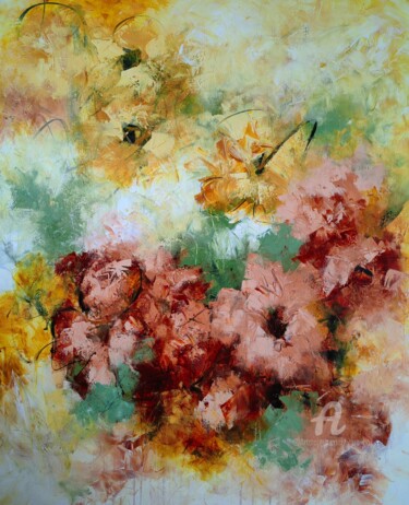 ""Enchanted Blooms"" başlıklı Tablo Vera Hoi tarafından, Orijinal sanat, Akrilik Ahşap Sedye çerçevesi üzerine monte edilmiş