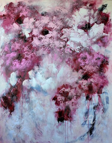 Pittura intitolato ""La vie en Rose", X…" da Vera Hoi, Opera d'arte originale, Acrilico