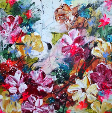 Painting titled ""Flowers for a Love…" by Vera Hoi, Original Artwork, Acrylic Mounted on Wood Stretcher frame
