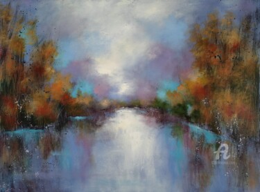 Painting titled ""prelude to Winter`…" by Vera Hoi, Original Artwork, Oil Mounted on Wood Stretcher frame