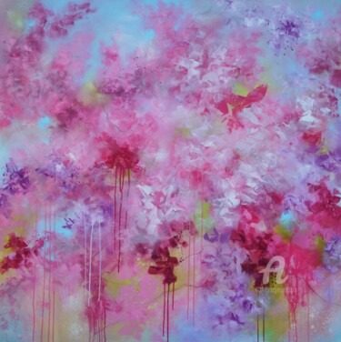 Painting titled ""Petals in Flight:…" by Vera Hoi, Original Artwork, Acrylic