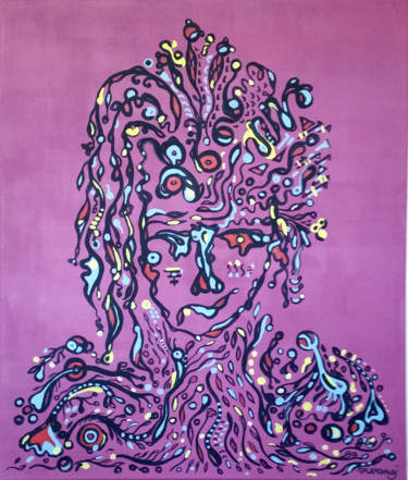 Peinture intitulée "Femme digitale" par Vera Ivanaj, Œuvre d'art originale, Acrylique
