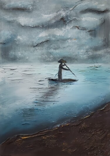 Painting titled "April sea" by Vera Kiyanskaya, Original Artwork, Acrylic