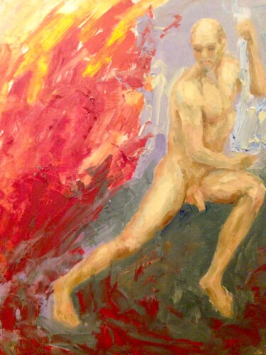 Painting titled "Feuer" by Vera Klimova, Original Artwork, Oil