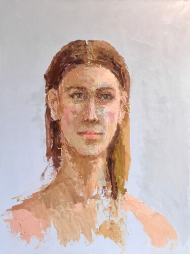 Malerei mit dem Titel "Junge Frau" von Vera Klimova, Original-Kunstwerk, Öl