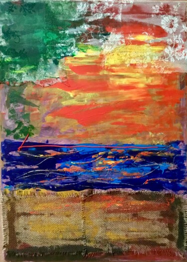 Painting titled "SUNSET" by Vera Klimova, Original Artwork, Acrylic