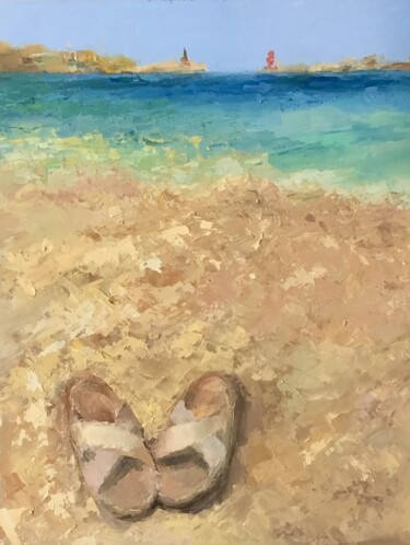Painting titled "Abschied vom Meer" by Vera Klimova, Original Artwork, Oil