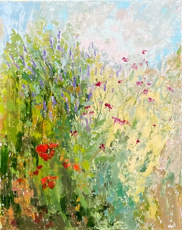 Peinture intitulée "FLOWERING MEADOW" par Vera Klimova, Œuvre d'art originale, Huile