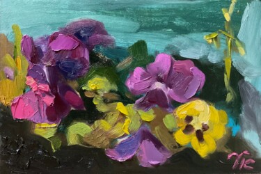 Painting titled "VIOLETS" by Vera Klimova, Original Artwork, Oil