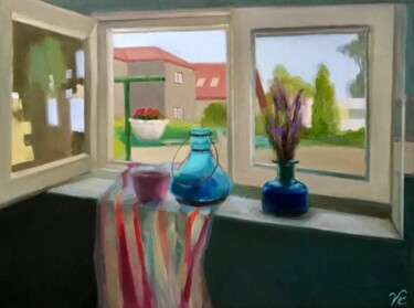 Painting titled "OPEN THE WINDOW" by Vera Klimova, Original Artwork, Oil