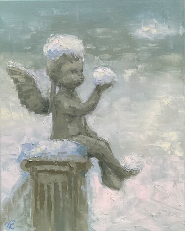 Malerei mit dem Titel "SNOW ANGEL" von Vera Klimova, Original-Kunstwerk, Öl