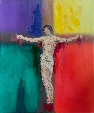 Painting titled "JESUS IS LOVE" by Vera Klimova, Original Artwork, Oil