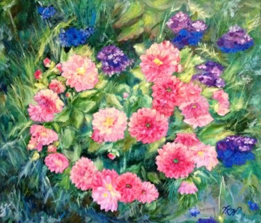 Painting titled "Coloured meadow" by Vera Klimova, Original Artwork, Oil
