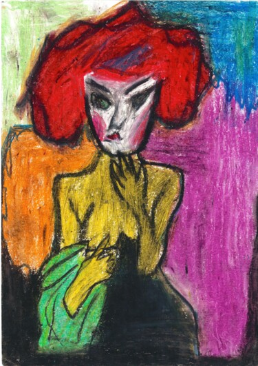 Painting titled "Die Schmerzen der M…" by Vera Maria Wolferseder, Original Artwork, Conté