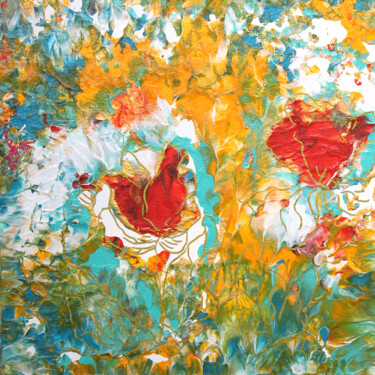 Painting titled "Fleurs 1" by Vera Podkoritova, Original Artwork, Acrylic