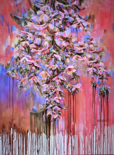 Peinture intitulée "Pink Hydrangea 2" par Vera Saiko, Œuvre d'art originale, Huile