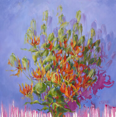 Pintura titulada "Flame Lily" por Vera Saiko, Obra de arte original, Oleo