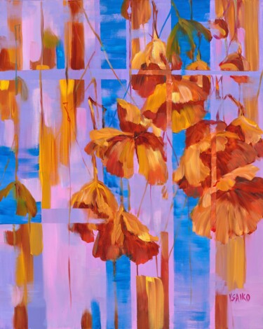 Malerei mit dem Titel "Lotus Leaves. End o…" von Vera Saiko, Original-Kunstwerk, Öl
