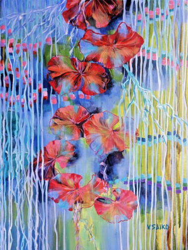 Картина под названием "Enchanting Lotus: P…" - Vera Saiko, Подлинное произведение искусства, Акрил