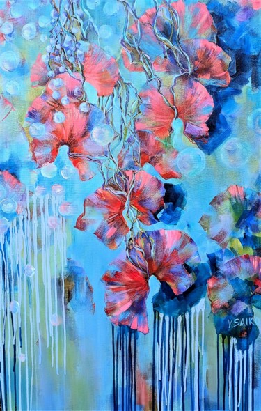 Картина под названием ""Enchanting Lotus:…" - Vera Saiko, Подлинное произведение искусства, Акрил Установлен на Деревянная р…