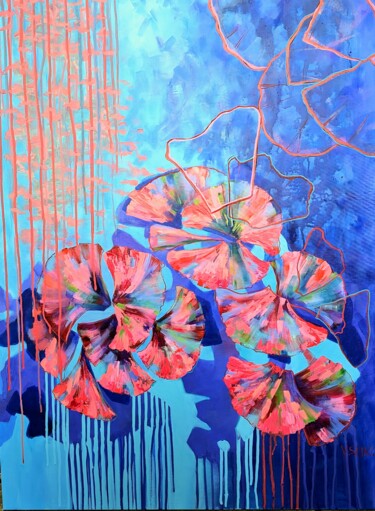 Pintura intitulada "Enchanting Lotus: P…" por Vera Saiko, Obras de arte originais, Acrílico
