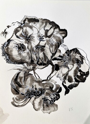Desenho intitulada "Blooming fantasy: P…" por Vera Saiko, Obras de arte originais, Tinta