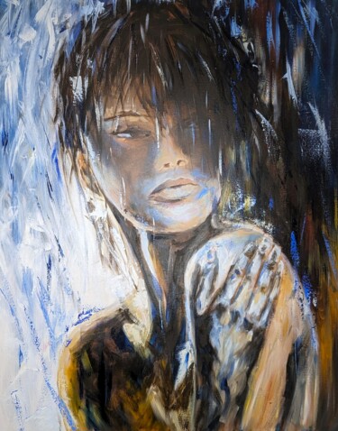 Painting titled "Cold Glance" by Vera Saiko, Original Artwork, Oil