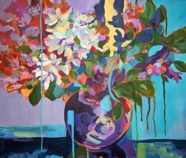 Malerei mit dem Titel "Autumn Flowers and…" von Vera Saiko, Original-Kunstwerk, Acryl Auf Keilrahmen aus Holz montiert