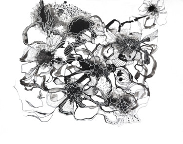 Dibujo titulada "Blooming fantasy: A…" por Vera Saiko, Obra de arte original, Tinta