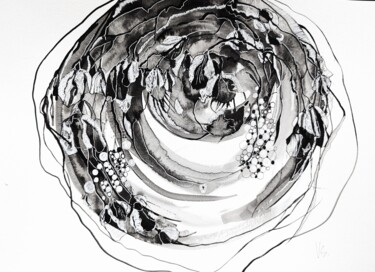 Рисунок под названием "Blooming Fantasy: W…" - Vera Saiko, Подлинное произведение искусства, Чернила