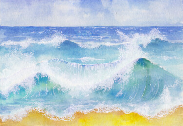 Картина под названием "Волны" - Вера Салимжанова, Подлинное произведение искусства, Акварель