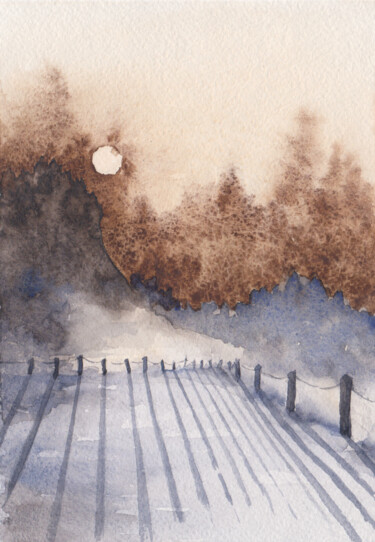 Картина под названием "Лунные тени" - Вера Салимжанова, Подлинное произведение искусства, Акварель