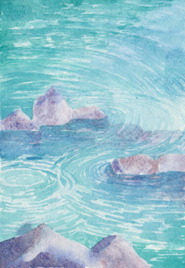 Pintura intitulada "Круги на воде" por Vera Salimzhanova, Obras de arte originais, Aquarela
