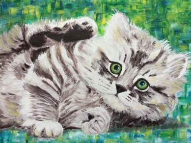 Painting titled "Kitten" by Vera Sapozhnikova, Original Artwork, Acrylic