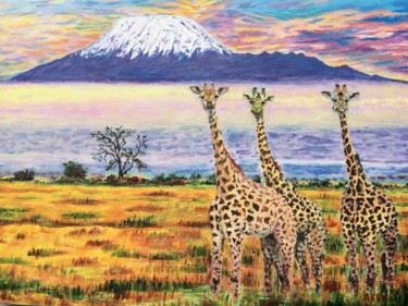 Painting titled "Landscape Kilimanja…" by Vera Sapozhnikova, Original Artwork, Acrylic