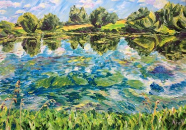 Painting titled "Pond" by Vera Sapozhnikova, Original Artwork, Acrylic