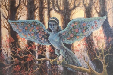 "Птица Сирин" Painting titled ""Птица Сирин"" by Вера Силаева, Original Art, Oil