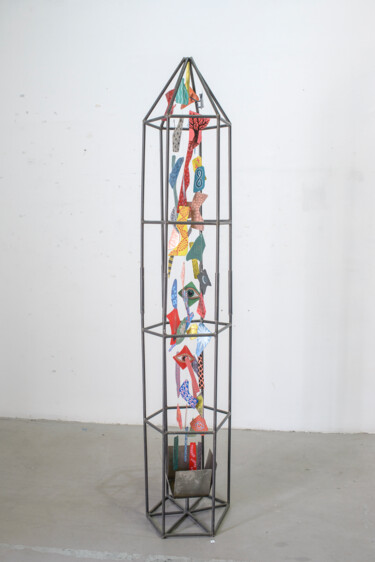 Γλυπτική με τίτλο "The Cage - Το Κλουβί" από Vera Stavrinadi, Αυθεντικά έργα τέχνης, Μέταλλα