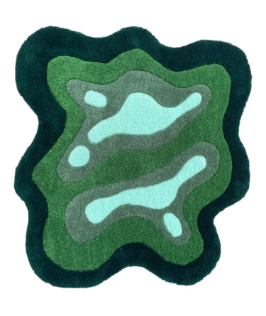 Sztuka tkaniny zatytułowany „Rug “GREEN”” autorstwa Vera Tepliakova, Oryginalna praca, Włókno tekstylne