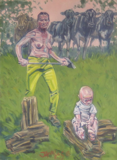 Pintura titulada "getting hot" por James Wardroper, Obra de arte original, Oleo Montado en Bastidor de camilla de madera
