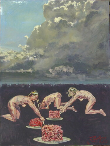 Malerei mit dem Titel "Three witches" von James Wardroper, Original-Kunstwerk, Öl