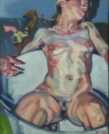 Schilderij getiteld "bath tub" door James Wardroper, Origineel Kunstwerk, Olie