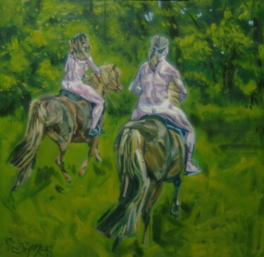 Painting titled "two horses" by James Wardroper, Original Artwork, Oil