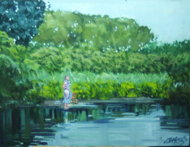 Peinture intitulée "pose in river" par James Wardroper, Œuvre d'art originale, Huile