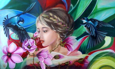 Malerei mit dem Titel "Пробуждение весны" von Vera Winter, Original-Kunstwerk, Acryl